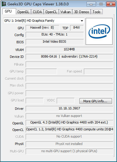 GPU Caps Viewer (显卡诊断识别工具)