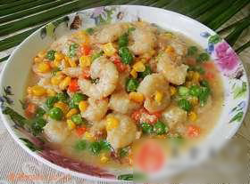 三色杂蔬炒虾仁