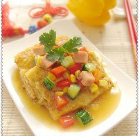 五彩煎豆腐